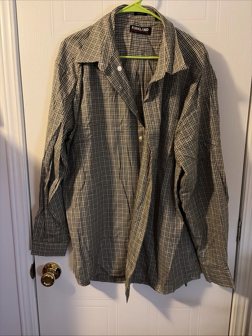 Kirkland Signature Long Sleeve Button Down Mens Dress Shirt 2XL Plaid